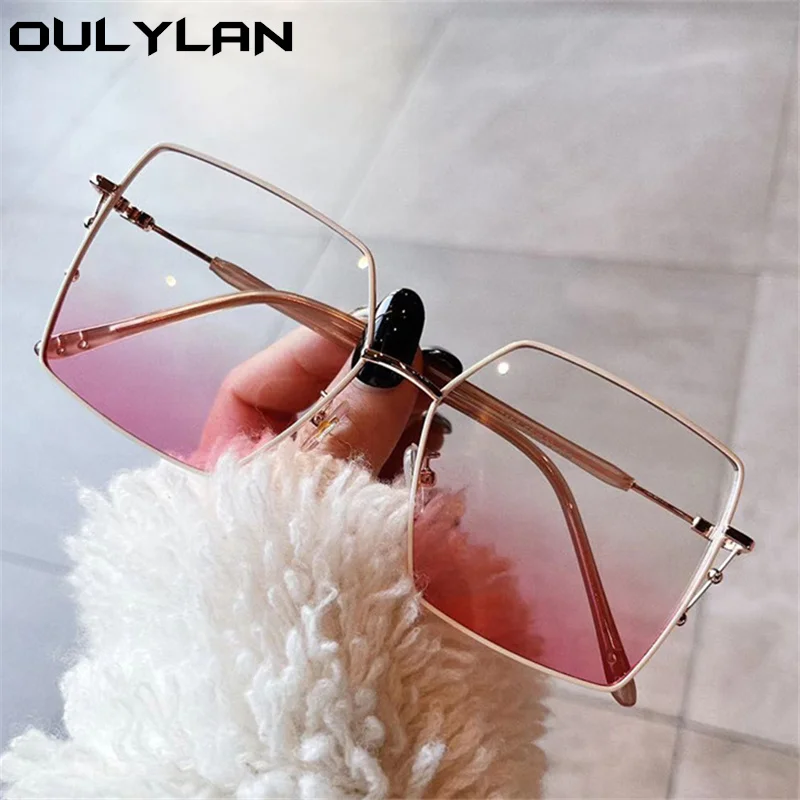 

Солнцезащитные очки Oulylan женские нестандартные, металлические модные большие квадратные, с градиентными линзами, UV400