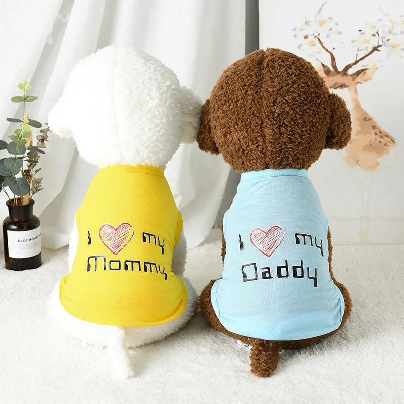 

Summer Puppy Dog T Shirt Clothes Small Medium Dogs Cat Clothing Vest Soft 100% Cotton Breathable Chihuahua Costumes S-XXL