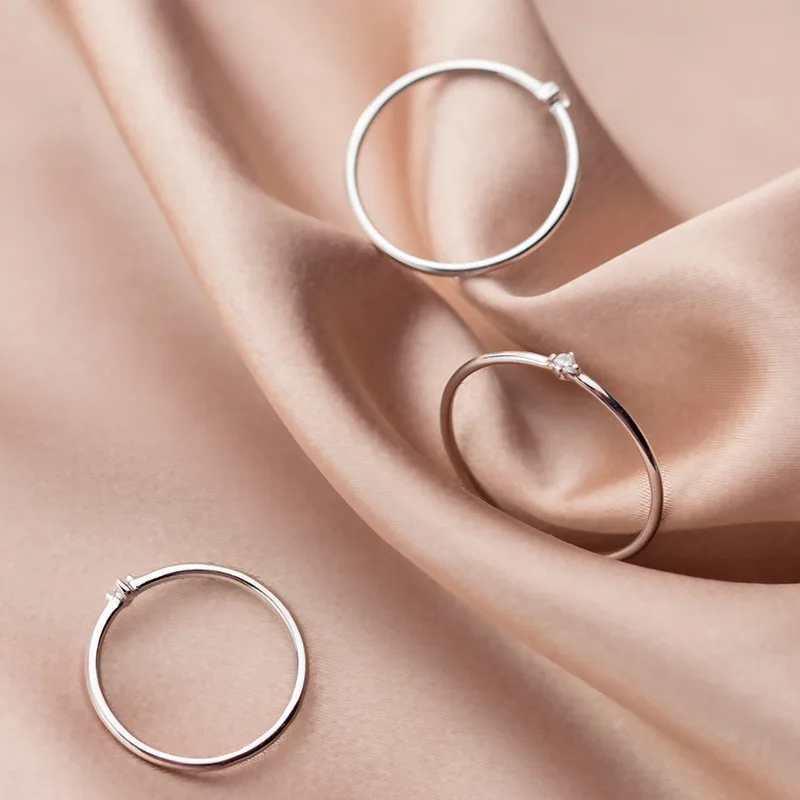 

Женское Обручальное кольцо из серебра 925 пробы, простое циркониевое кольцо, милые обручальные ювелирные Кольца Подарочные