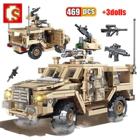 sembo 469pcs military army mine protected vehicle building blocks soldier swat war weapons model educational bricks toys for boy