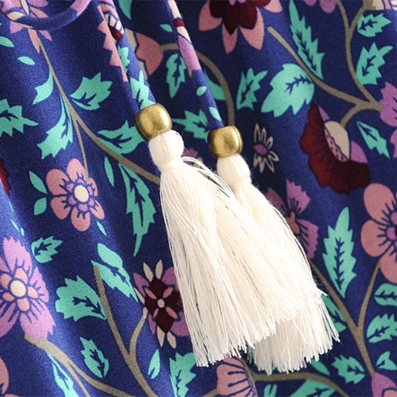 Женская юбка миди в стиле бохо Chu Sau длинная с цветочным принтом и кисточками |