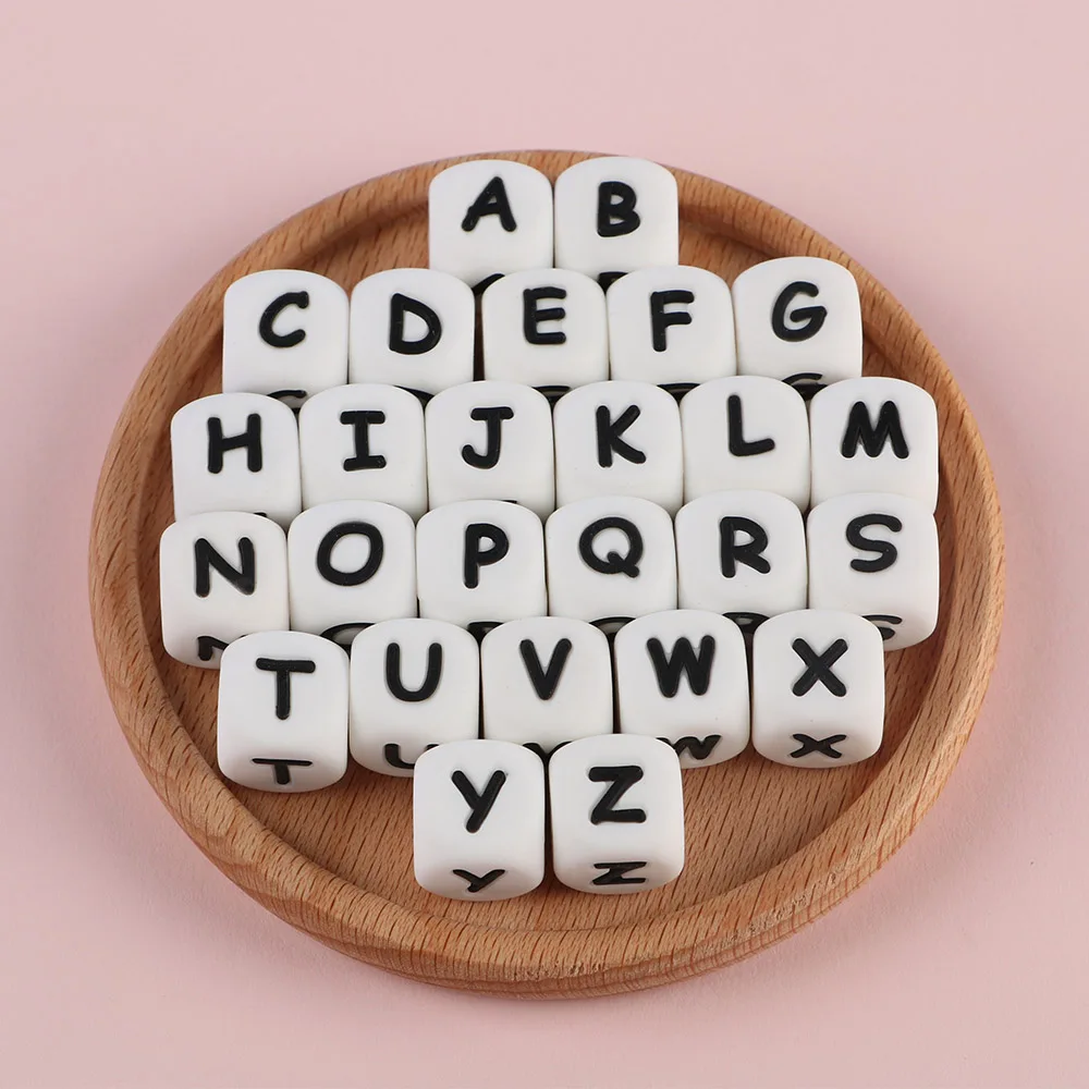 

Sunrony 10Pcs 12mm English Alphabet Silicone Beads Used For Baby Pacifier Chain Bracelets To Make Food-Grade Chew Toys
