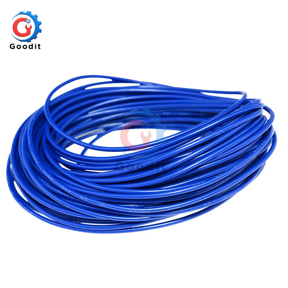Синий 10 м 10 м UL-1007 24AWG Монтажный провод 80C/300 В шнур DIY электрический провод кабель 24 AWG 1,4 наружный диаметр изолированный ПВХ кабель - Цвет: Синий
