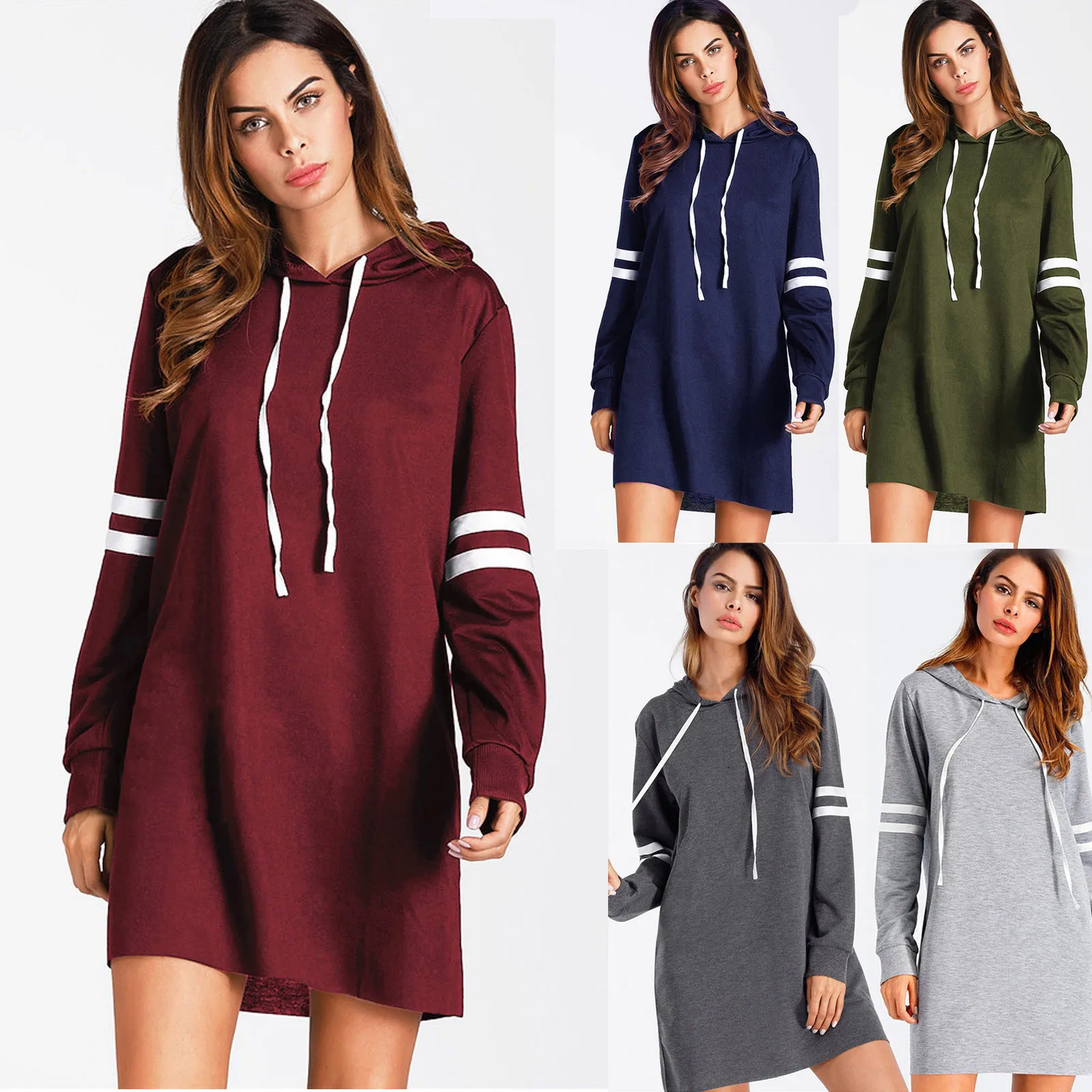 

Women Hoodies Long Sleeve Hoodie Oversized Hooded Casual Long Sweatshirt Jumper Pullover Solid Hood Dress Jacket Coat Streetwear