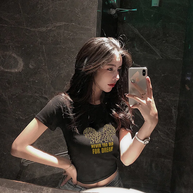 Кроп размера плюс футболка микки женские рубашки летние топы Графические