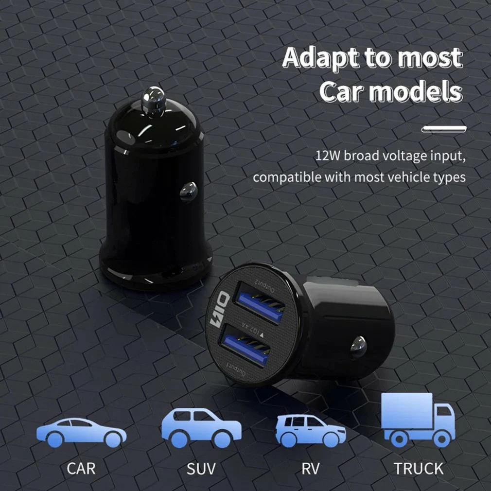 

Mini Dual USB Car Charger Quick Charge Safe Sturdy QC 2.4A 12W Fast Car USB Charger For Mobile Phone