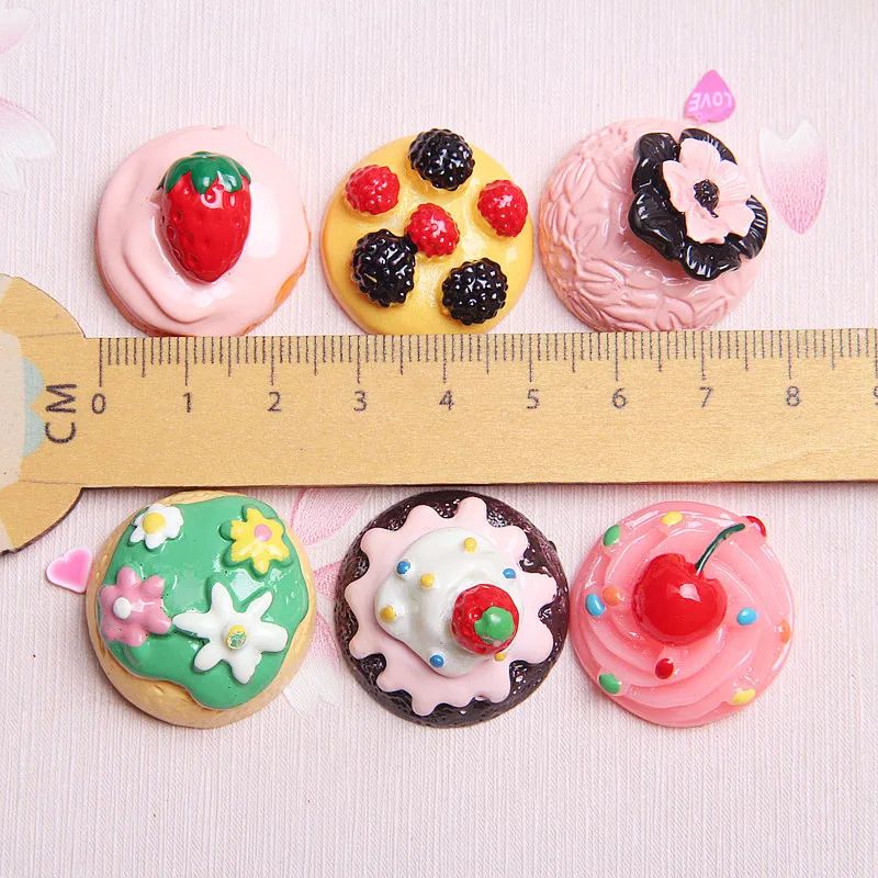 5 шт. имитация клубники фруктовый торт пищевая Смола плоская спина кабошон Kawaii DIY
