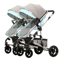 twin baby strollers light fold two baby pram can sit and fold newborn baby high landscape detachable double kids car free gifts