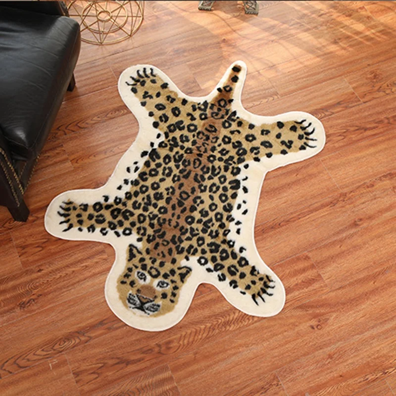 Мягкий в виде тигра домашний декор моющийся ковер из искусственной кожи для