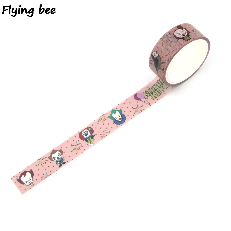 

20pcs/lot Flyingbee 15mmX5m Paper Washi Tape Ghost Cool Adhesive Tape DIY Sticker fashion Masking Tape X0335
