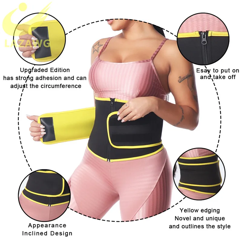 LAZAWG Front Zipper Hooks Firm Body Shapewear Neoprene Hot Sweat Waist Trainer Cincher Shaper for Weight Loss Plus Size | Женская одежда