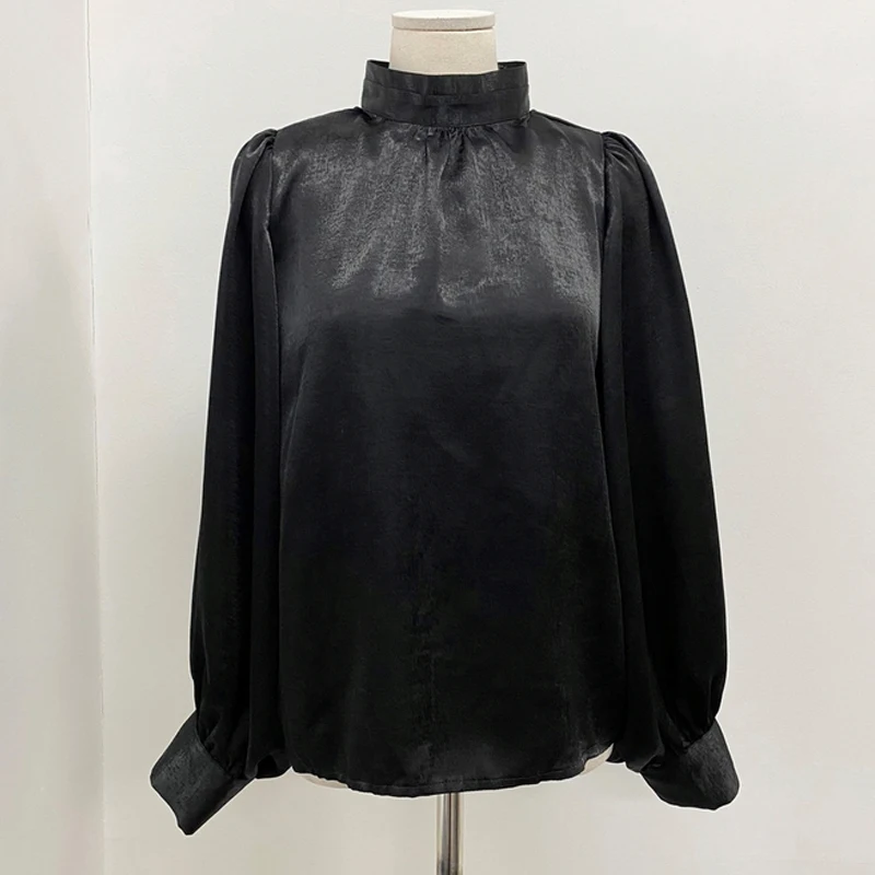 

Vintage Women Puff Sleeve Blouse Elegant Ladies Spring O-neck Neck Shirt Korean Style Female Loose Office Lady Tops Blousa