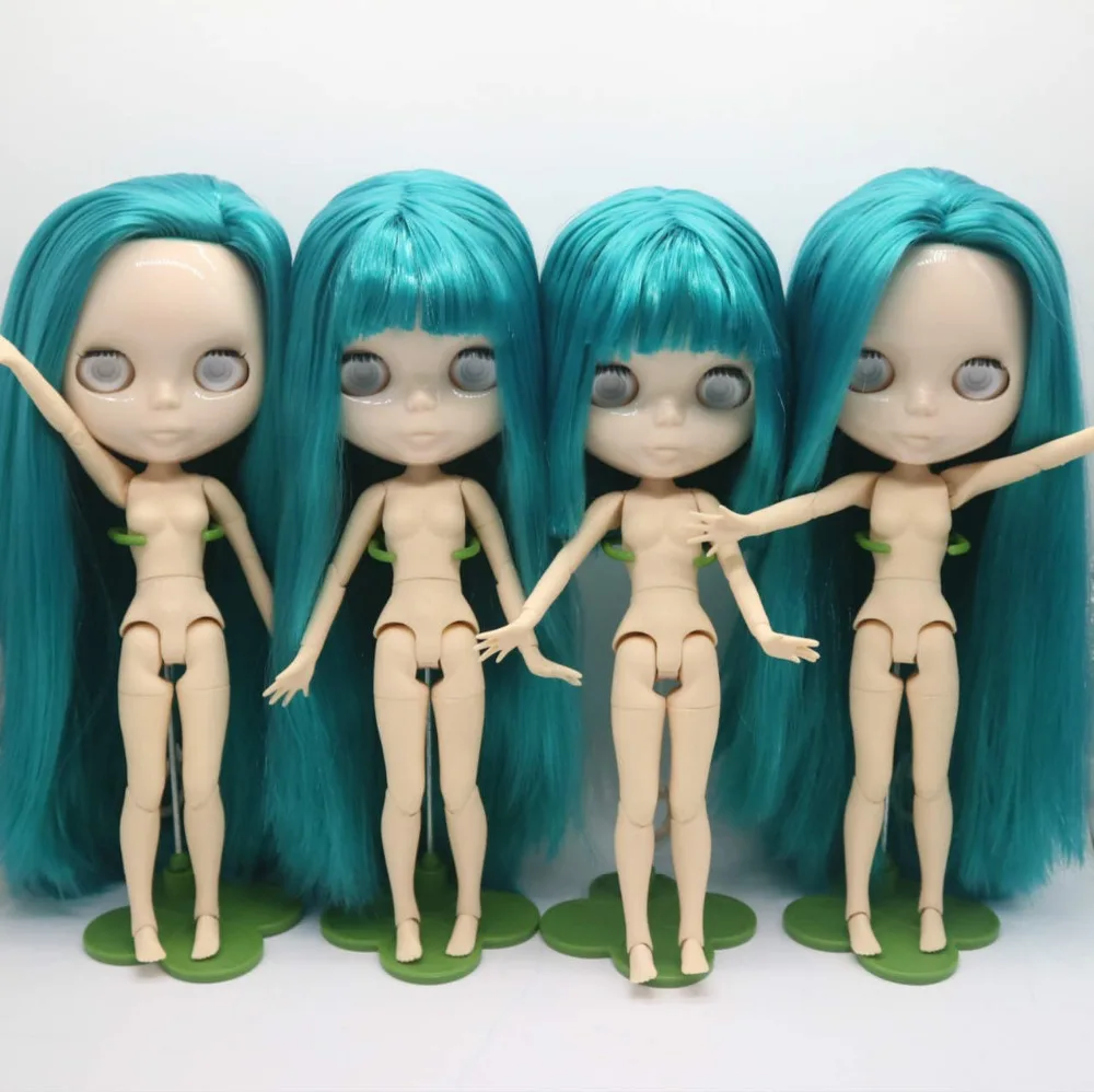 

Without eyes chips joint body Nude blyth doll for DIY green hair white skin 0626