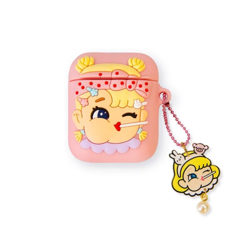 Новый мультфильм силиконовый наушник чехол для Apple AirPods 2 милый Kawaii розовый