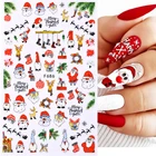Зимний Рождественский дизайн ногтей, милые 3D наклейки, Мультяшные рождественские слайдеры, новогодние праздничные лаковые наклейки, украшения для маникюра F686