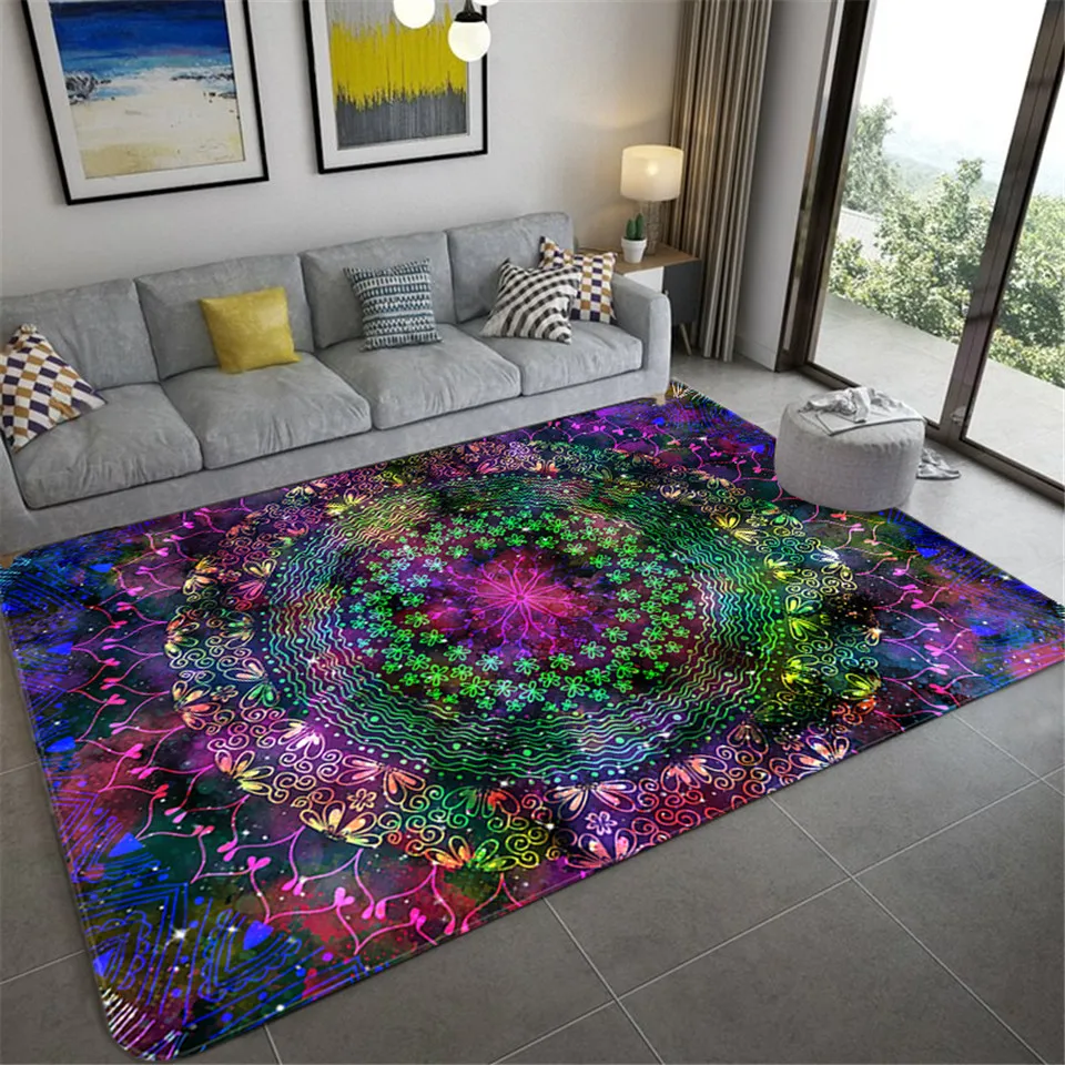 

New fashion colorful star sky Mandala carpet living room gorgeous floor mat girl bedroom carpet flower carpet