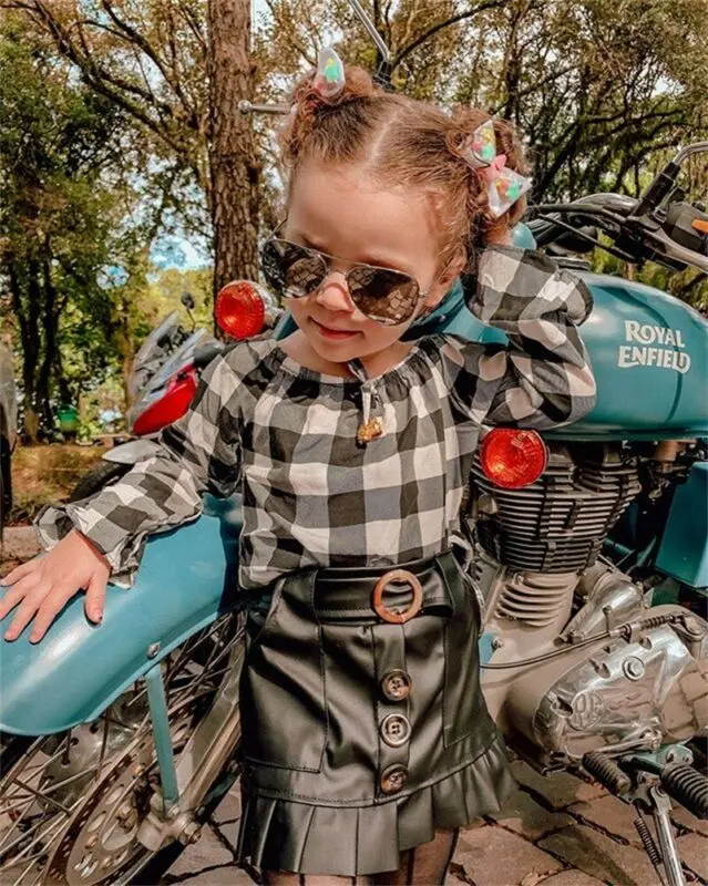 Детский комплект из 2 предметов клетчатая футболка с длинным рукавом и мини юбка