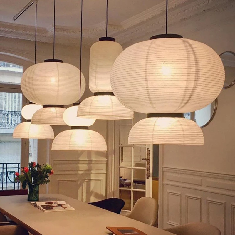 

Creative Rice Paper Chandeliers LED Lights Modern Lantern Hanglamp Dining Room Lamp Living Room Decoration Suspension Luminaire