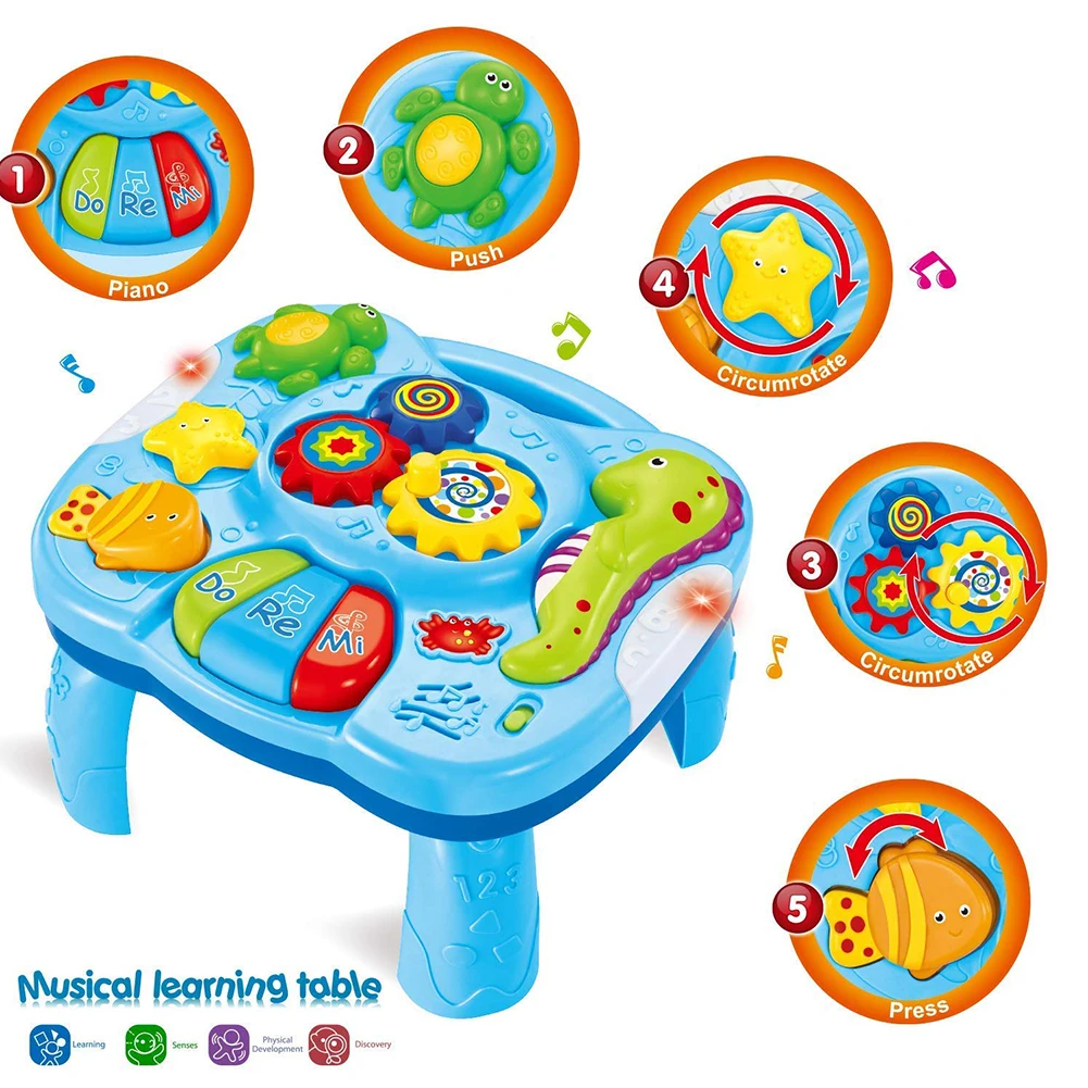 Gift Learning Table Sea Animal Play Safe Activity Colorful Early Education Infants Game Light Music Funny Baby Toy Toddlers | Игрушки и
