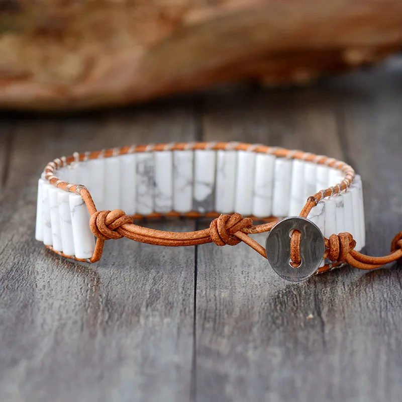 Браслеты в форме трубки из натуральной кожи Howlite браслеты ручной работы богемном