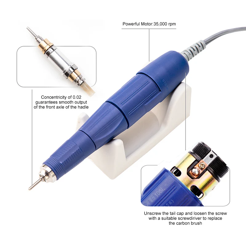 Высококачественная электрическая дрель для ногтей 65 Вт 35000 об/мин мощная модель
