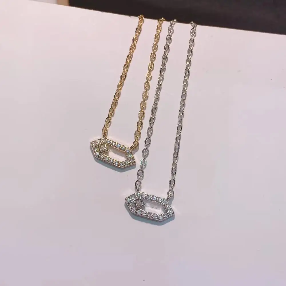 Delicate Lips Geometry Choker Cubic Zircon Engagement Dubai Naija Bridal Necklace For Girl Gift D1479 | Украшения и аксессуары
