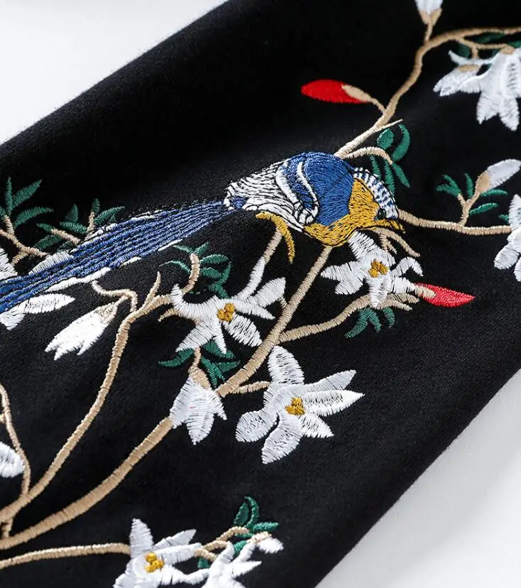 

Mens Hoodie Sweatshirts Streetwear Chinese Style Bird Embroidery Hoodies Casual Spring Autumn Male pullover Plus Size 5XL w1713