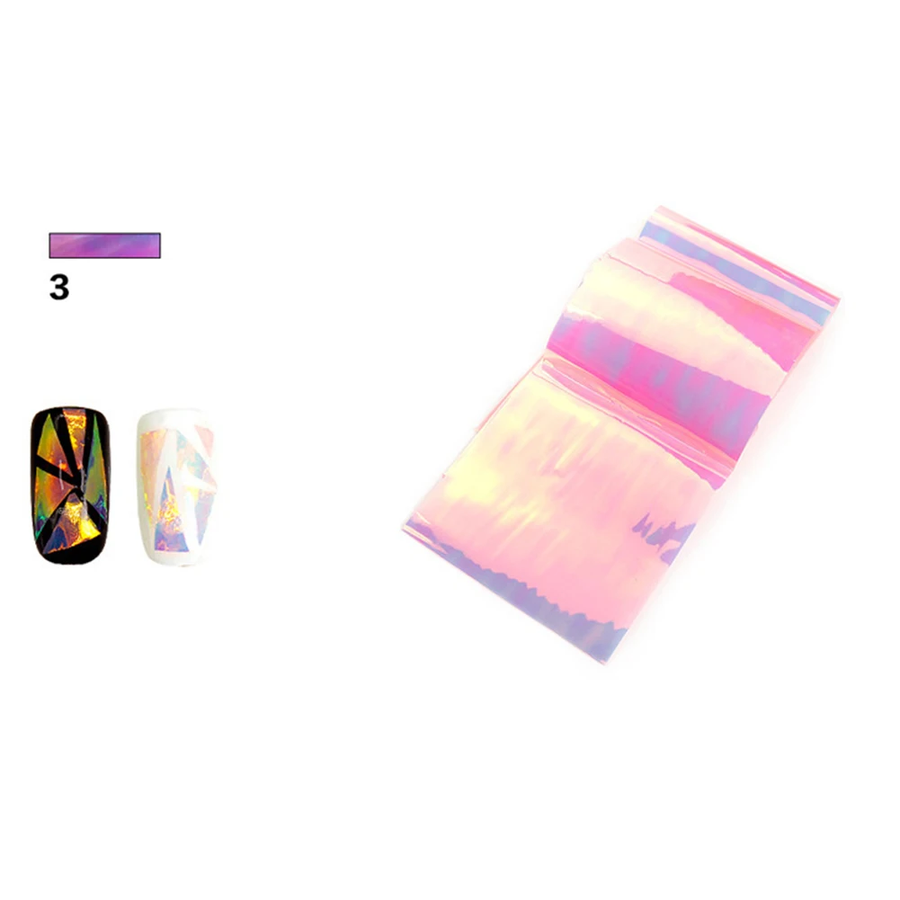 3 1PC Gradient Starry Sky Nail Foil 3D Holographic Nail Stickers Starry Glitter Cellophane DIY Nail Art Decorations - Цвет: 3