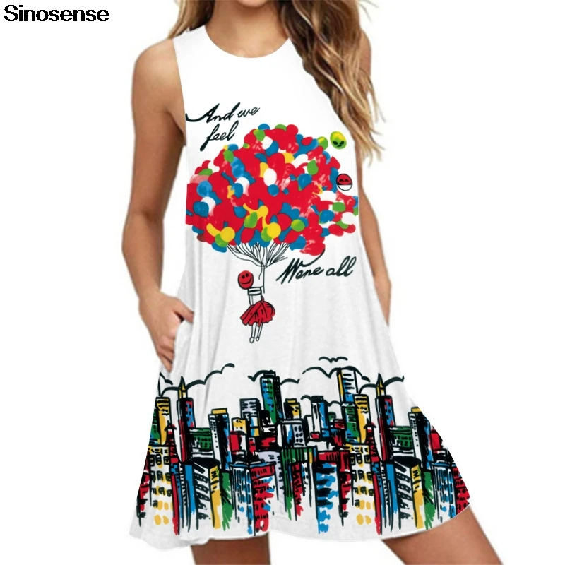 Женское винтажное короткое платье без рукавов свободное Повседневное трапеция с