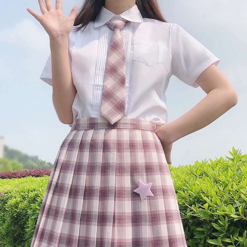 XS-2XL женская летняя тонкая рубашка с v-образным вырезом и коротким рукавом для девочек, белые плиссированные топы JK, школьная форма, блузки, о...