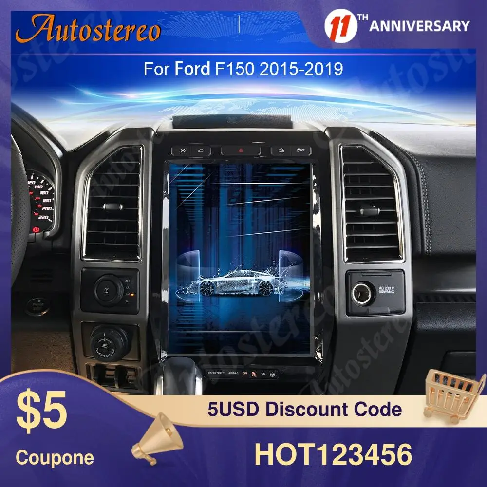 Автомобильный GPS навигатор с вертикальным экраном Tesla Style Android9.0 PX6 для Ford F150 2015 2019