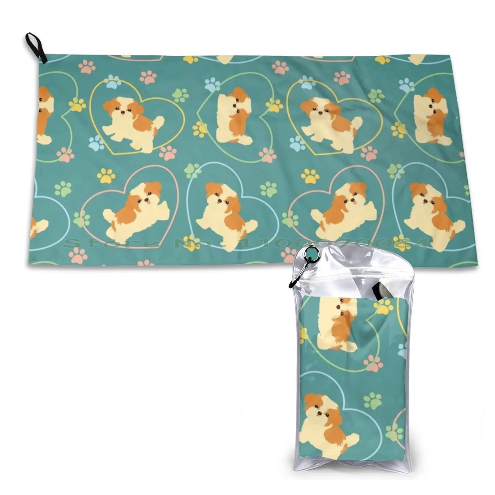 Быстросохнущее полотенце Love Shih Tzu для щенков портативное Спортивное банное