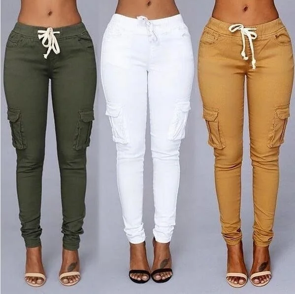 fashion Rope-Belted Backpackers Women's Cargo Pants Casual Cotton Tough Durable Ladies 8509 | Тематическая одежда и
