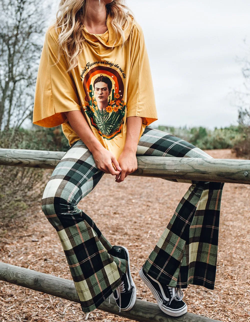 Женские длинные штаны в винтажном стиле с принтом клетку эластичные