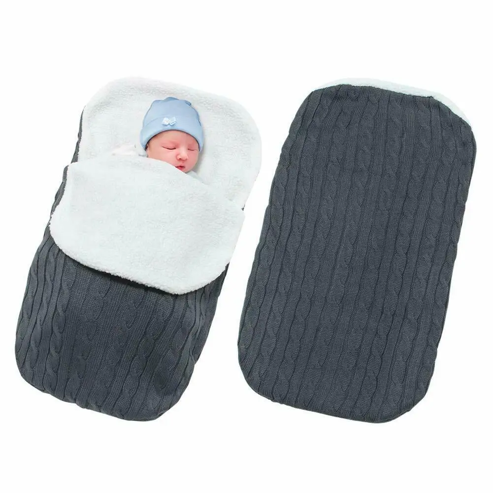 Newborn Infant Baby Blanket Knit Crochet Winter Warm Swaddle Wrap Sleeping Bag 2 Colors | Мать и ребенок