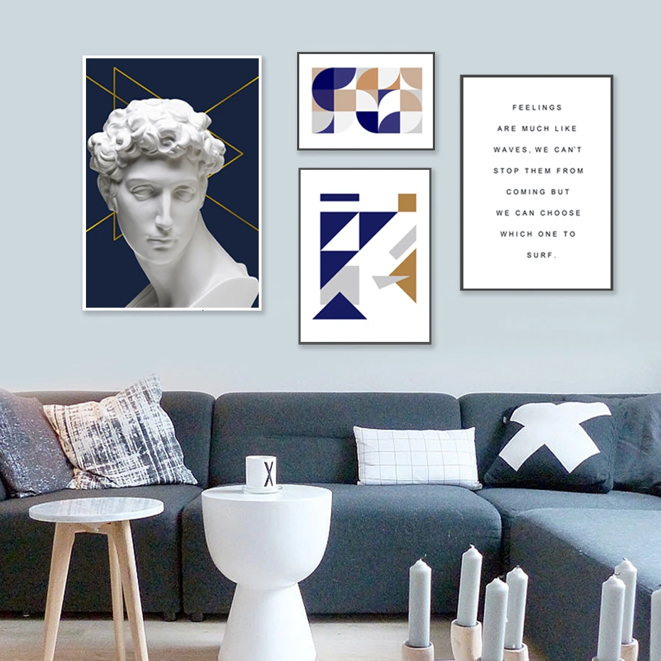 Абстрактная скульптура Давида Геометрическая тренировка Картина на холсте