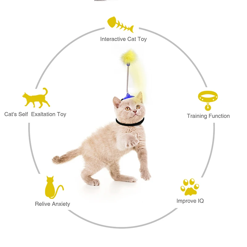 

Cat Toy Interactive Kawai Funny Free Hands Cat Teaser Stick with Feather Original Toys Wand for Cats Kitten Pet Products