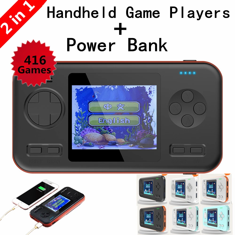 

NEW Wireless charging Power Bank Handheld Video Game Console Game Player Embutido 416 Jogos Dual USB output port mobile power