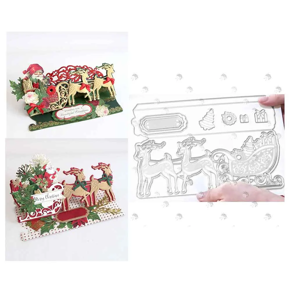 

3d Sled Ultra-thin Easel Metal Cutting Dies Scrapbook Decoration Embossing Template Diy Greeting Card Handmade New 2021 Hot Sell