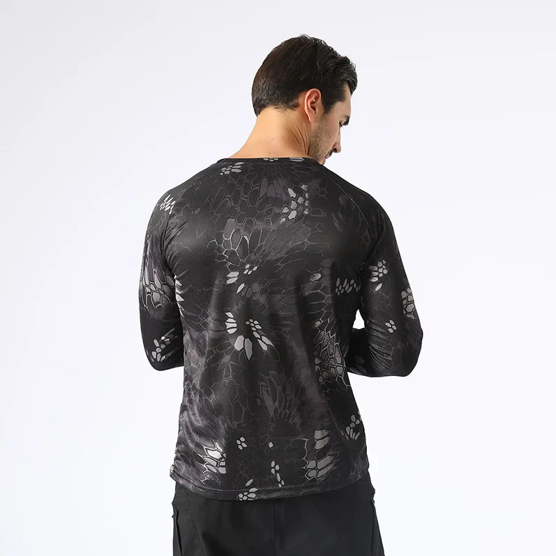 

Men's Spring Autumn Outdoor Camouflage Long Sleeve T-Shirt Men Outdoor Quick Dry Tight Base Layer Sport Hunting Running T-Shirt