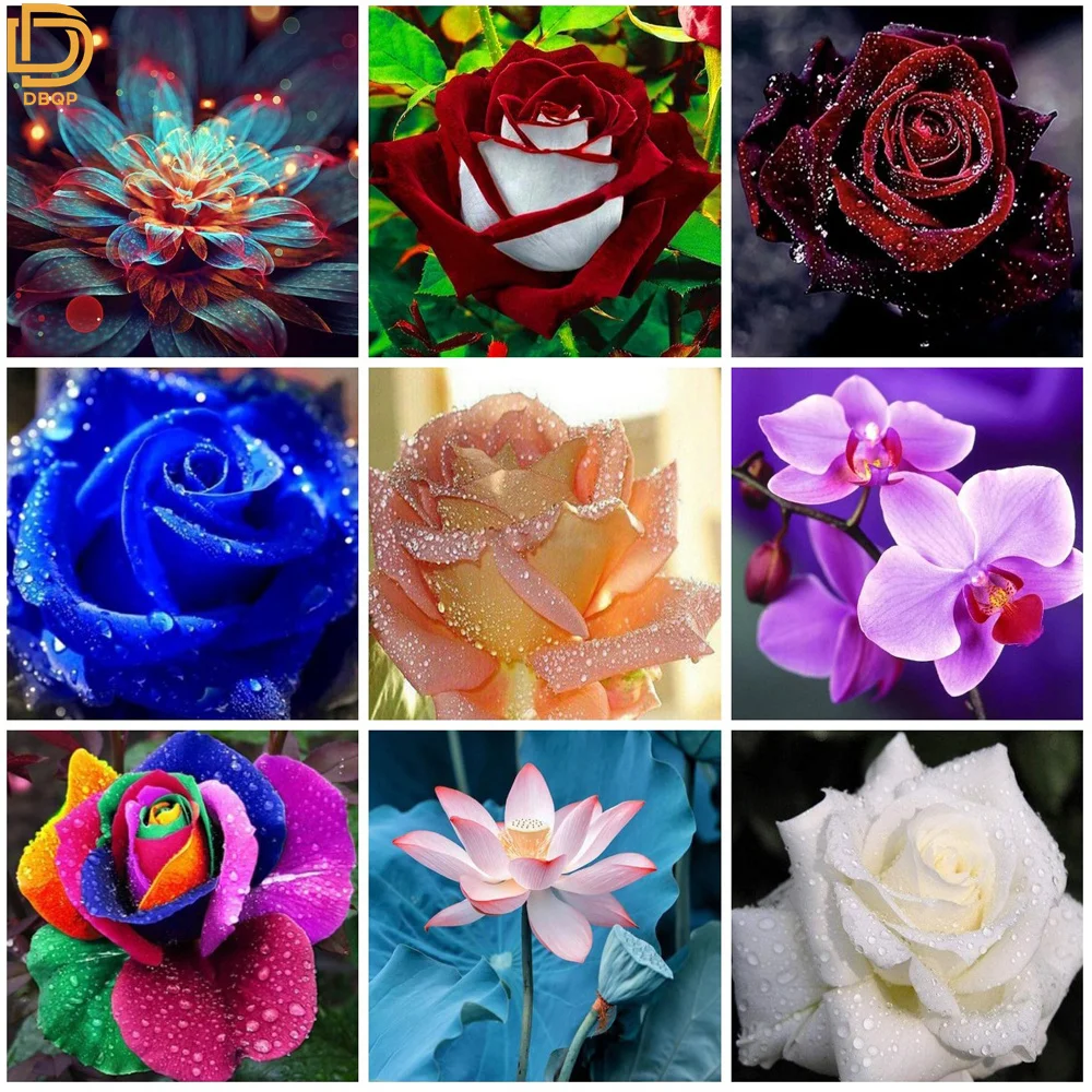 

5D DIY Diamond Painting Flower Cross Stitch Kit Mosaic Diamond Embroidery Rose Round Drill Home Decoration