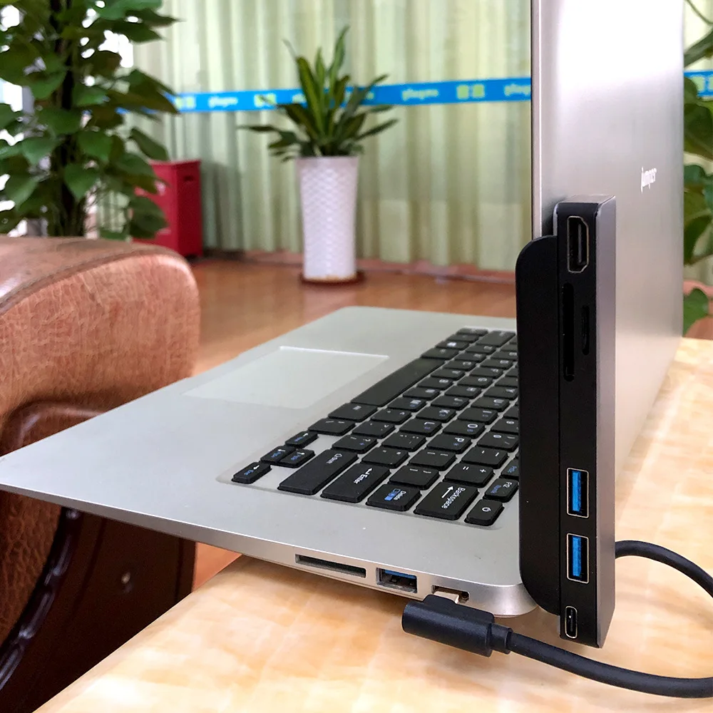 Usb-концентратор 6 в 1 с зажимом на спине hdmi кардридер переносная док-станция и