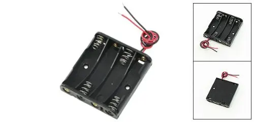 

Black 4 x 1.5V AAA Battery Holder Storage Case Box w Wire Leads