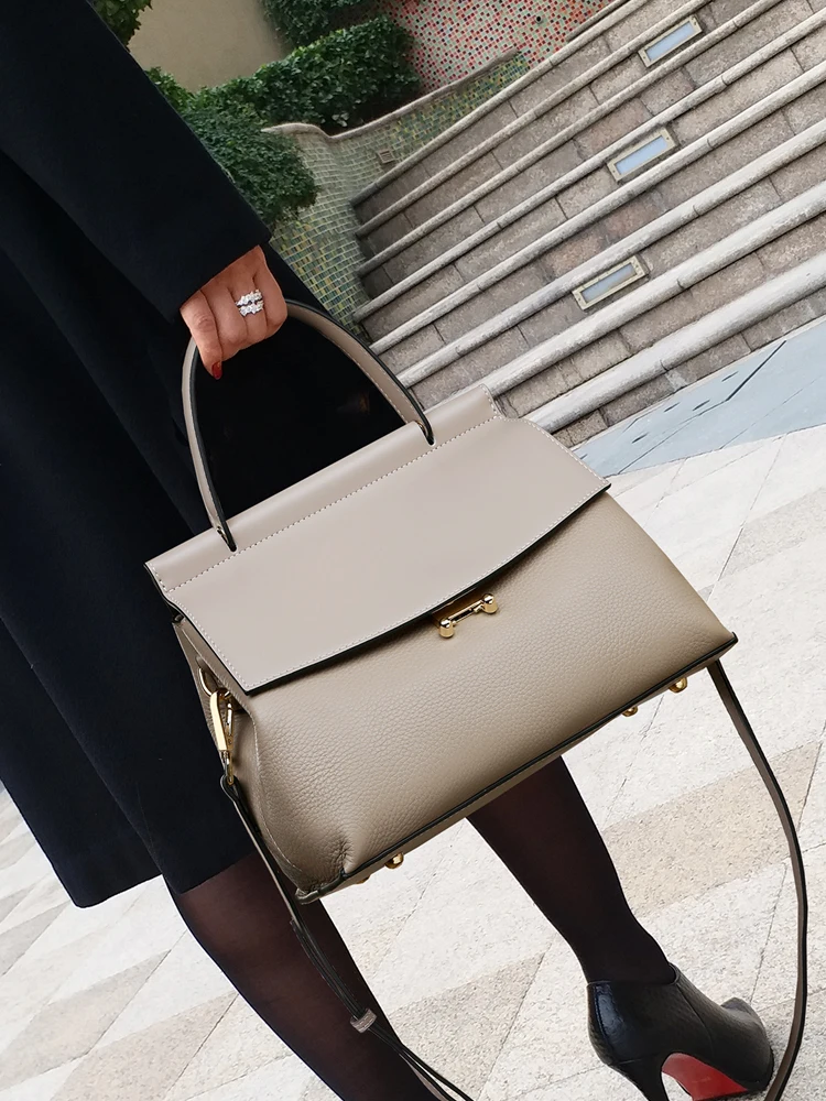 

100% Genuine Leather Handbags 2021 New Large-capacity Messenger Versatile Simple Ladies One-shoulder Portable Fashion Luxury Bag