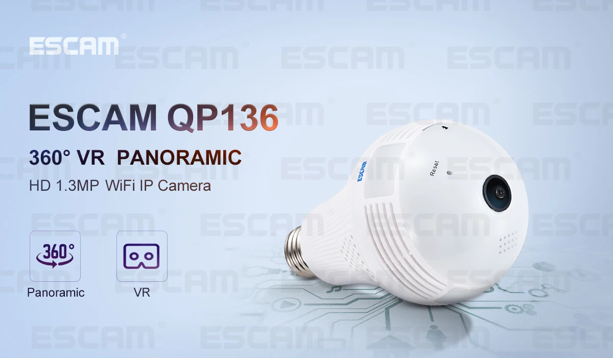ICSee QP136 HD 960P видеокамера с Wi-Fi 360 градусов панорамная H.264 инфракрасная камера обнаружения движения в помещении беспроводная IP камера