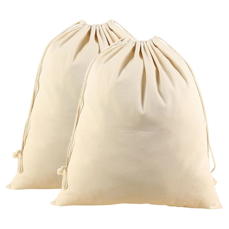

Newly 2 Pack Extra Large Cotton Canvas Heavy Duty Laundry Bags Versatile Multi Use Beige for Hotel TE889