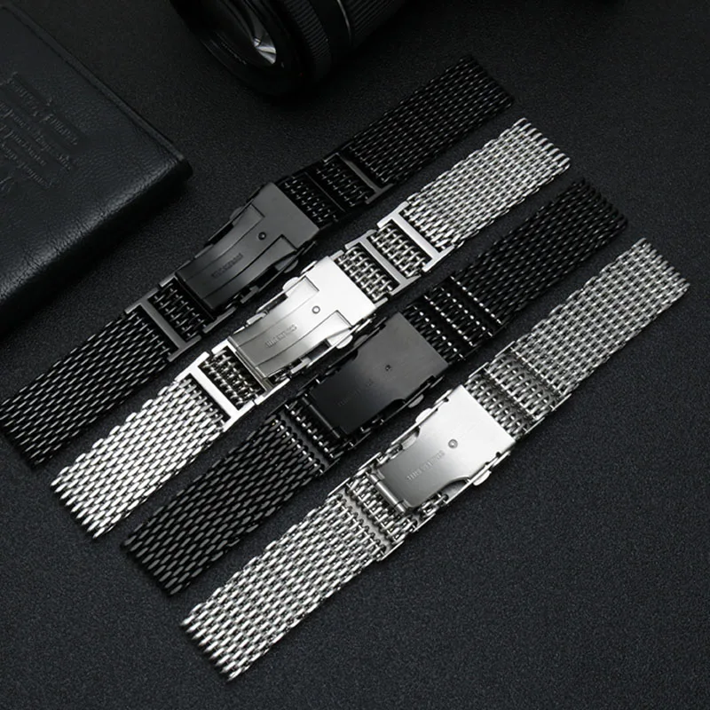 High quality mesh stainless steel watchband 20mm 22mm 316L stainless steel bracelet for IWC Omega wrist band metal milan band