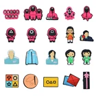 Одиночная распродажа, 1 шт., подвески в виде крокса из игры кальмар, корейские драмы, украшение для обуви из ПВХ, Jibz для крокса, подвески, дизайнерские подарки на Рождество