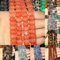 814mm natural semi precious stone colorful crystal tiger eye pumpkin shaped loose bead jewelry making diy bracelet necklace 15