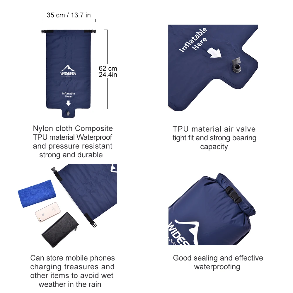 

widesea camping Double Inflatable Mattress Outdoor Sleeping Pad Bed Ultralight Folding Travel Air Mat Cushion Moistureproof